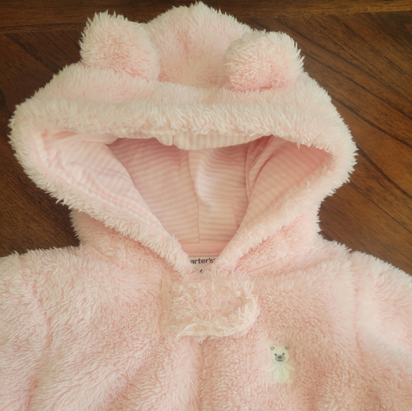 One-piece Jumpsuit with Hood Size 6 Months  NWOT Pink Faux Fur - Picture 8 of 8
